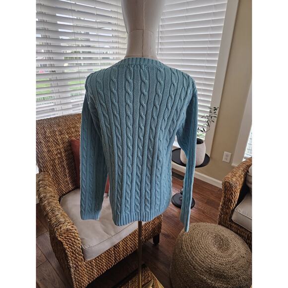 Lilly Pulitzer Cableknit Sweater Women's Size M Aqua Preppy - Picture 3 of 12